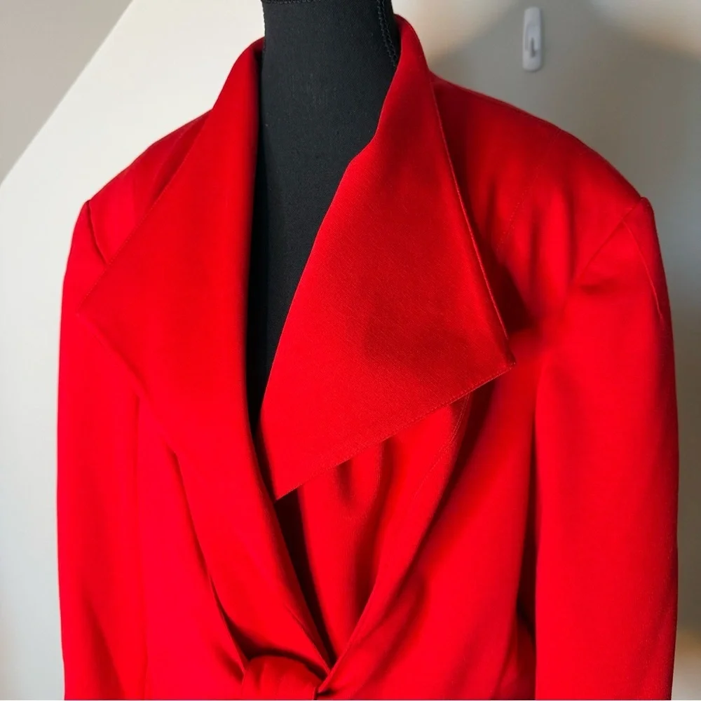 Calvin Klein Red Tie-Waist Blazer Jacket - Picture 4 of 15